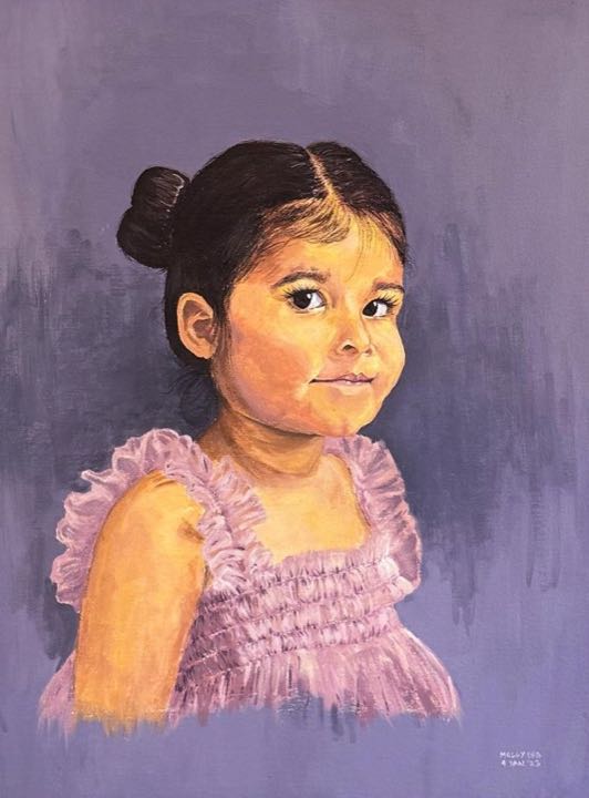 Commissioned portrait of a young girl in a lilac dress